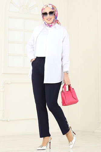 moda selvim Pants 6627YG95 Dark Navy Blue - Thumbnail