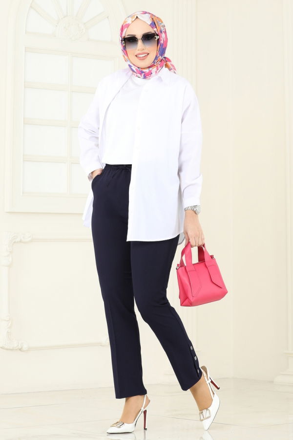 Modaselvim خصم صافٍ20%+20% في سلة التسوق بنطلون كحلي غامق 6627YG95