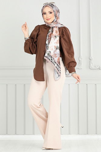 moda selvim بنطلون بيج 6629YG95 - Thumbnail