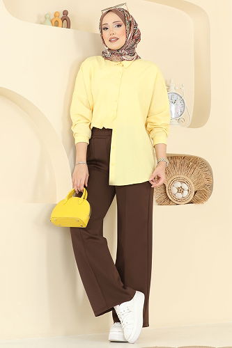 moda selvim بنطلون بني 7092TEG847 - Thumbnail