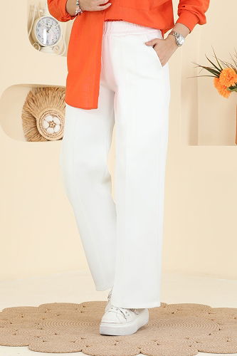 moda selvim Pants 7092TEG847 Ecru - Thumbnail