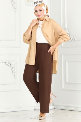 moda selvim Pants 8007TRT545 Brown - Thumbnail