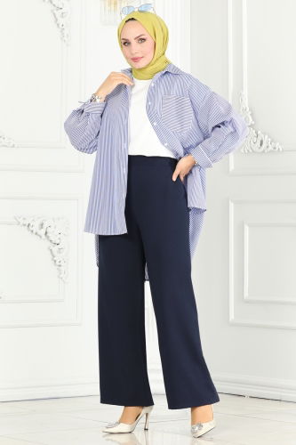 moda selvim PANTS 8007TRT545 Navy Blue - Thumbnail