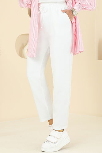 moda selvim Pants 8109AB368 Ecru - Thumbnail