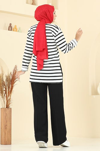 moda selvim بنطلون أسود 8119AB368 - Thumbnail