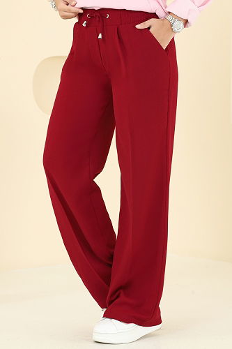 moda selvim Pants 8119AB368 Burgundy - Thumbnail