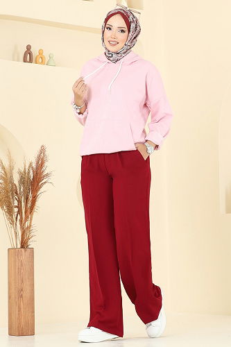 moda selvim بنطلون خمري 8119AB368 - Thumbnail