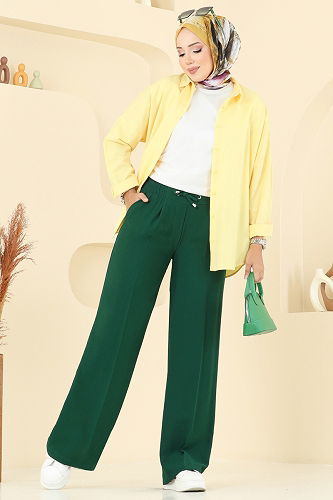 moda selvim بنطلون زيتي 8119AB368 - Thumbnail