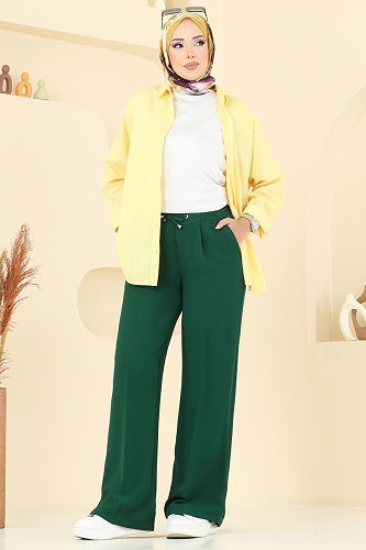 moda selvim بنطلون زيتي 8119AB368 - Thumbnail