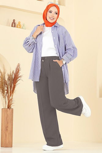 moda selvim بنطلون رمادي 8119AB368 - Thumbnail