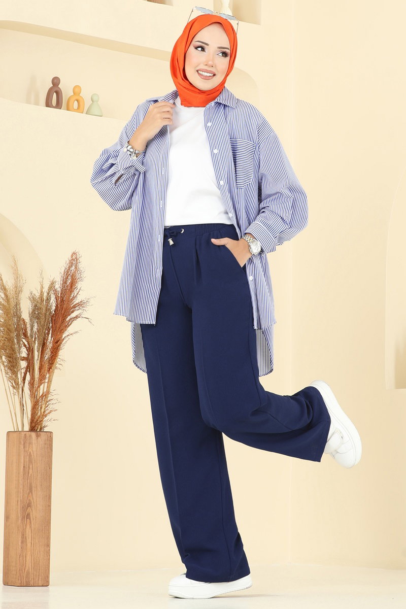 Pants 8119AB368 Navy Blue - Moda Selvim