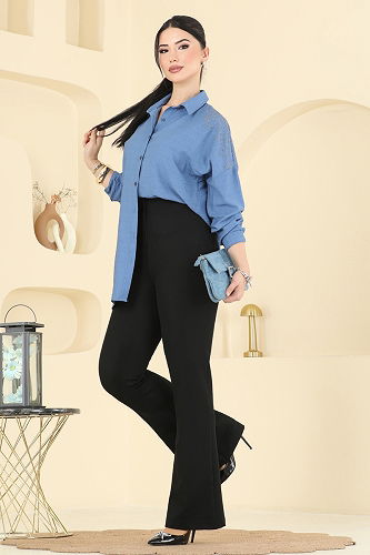 moda selvim Pants 8210AB368 Black - Thumbnail