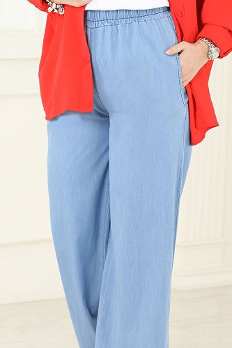 moda selvim بنطلون جينز فاتح 9008LD1070 - Thumbnail