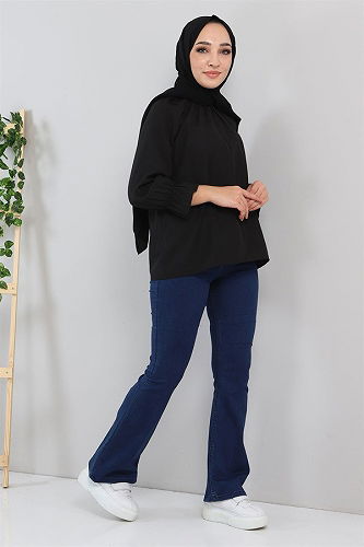 moda selvim بنطلون أزرق MİH6005-M - Thumbnail