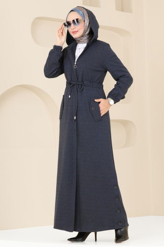 moda selvim Pardesu PL9078 Navy Blue - Thumbnail