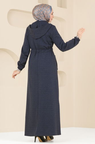 moda selvim Pardesu PL9078 Navy Blue - Thumbnail