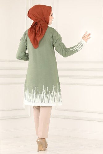 moda selvim Pastel Desen Triko Tunik 617MT581 Mint - Thumbnail