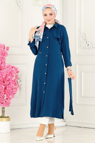 moda selvim Overcoat 8000TRT545 Dark Indigo - Thumbnail