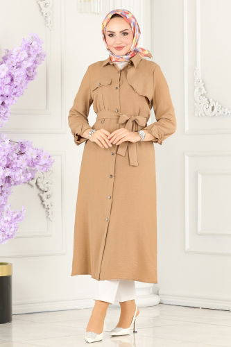 moda selvim Overcoat 8000TRT545 Latte - Thumbnail