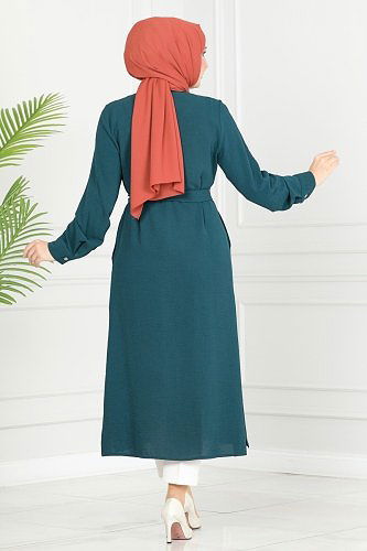 moda selvim Overcoat 8000TRT545 Petroleum - Thumbnail