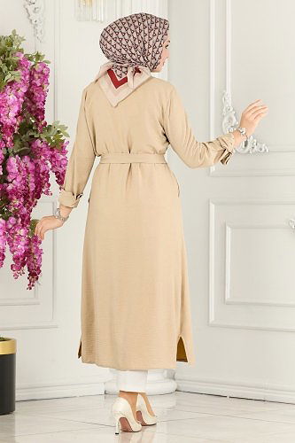 moda selvim Overcoat 8000TRT545 Stone - Thumbnail