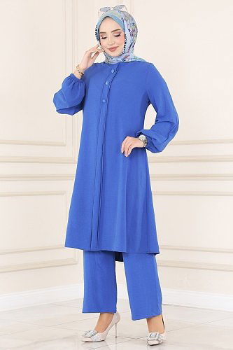 moda selvim Pat Detaylı Aerobin Takım 2490SL432 İndigo - Thumbnail