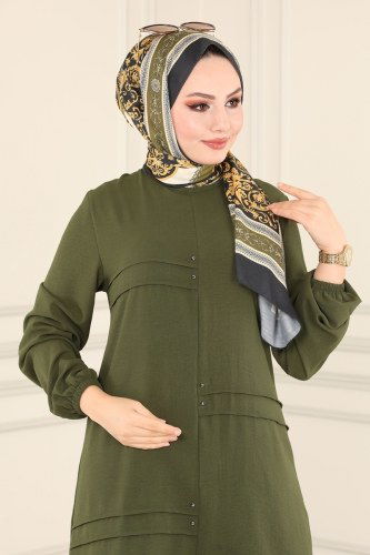 moda selvim Pat Detaylı Aerobin Takım 575MU795 Haki - Thumbnail