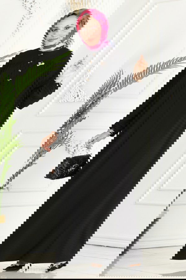 Modaselvim SEPETTE NET %20+%20 İNDİRİM Pat Detaylı Viskon Elbise 7103BG354 Siyah