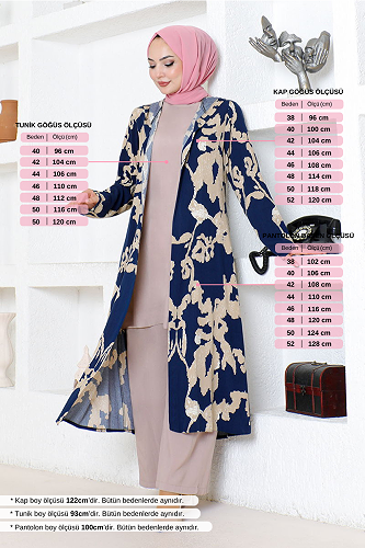 moda selvim Patterned Triple Viscose Set 0332BGS895 Laci&Vizyon - Thumbnail