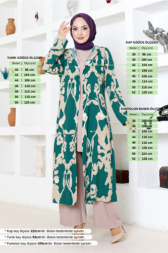moda selvim Patterned Triple Viscose Set 0332BGS895 Petrol&Vizyon - Thumbnail