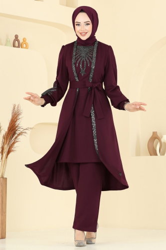 A.S.M.K. - Payet Detaylı 2 Li Kombin 2805ASMK1074 Bordo