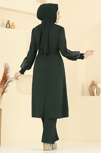 moda selvim Payet Detaylı 2 Li Kombin 2805ASMK1074 Haki - Thumbnail