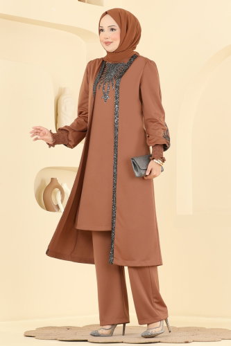 A.S.M.K. - Payet Detaylı 2 Li Kombin 2805ASMK1074 Taba