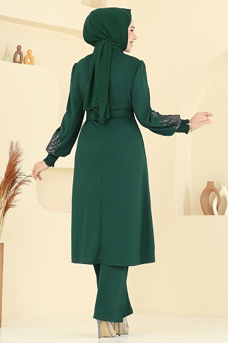 moda selvim Payet Detaylı 2 Li Kombin 2805ASMK1074 Zümrüt - Thumbnail