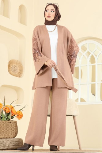 M.T. - Payet Detaylı 2 li Takım 1300MT581 Latte