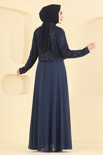 moda selvim Payet Detaylı Ceketli Abiye 8392AB368 Laci - Thumbnail