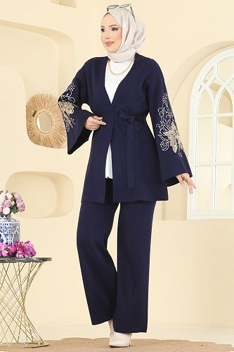 moda selvim Payet Detaylı İkili Takım 1300MT581 Laci - Thumbnail