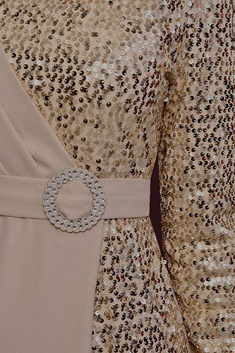 moda selvim Payet Detaylı Tesettür Abiye ASM2516-M Vizyon - Thumbnail