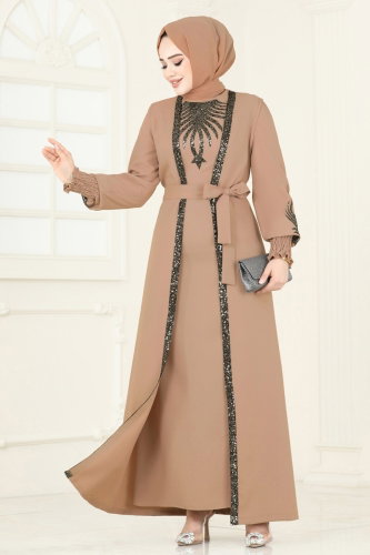 A.S.M.K. - Payet Detaylı Yelekli Abiye 2758ASMK1074 Latte