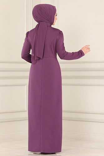 moda selvim Dress ASM2459 Dark Lilac - Thumbnail