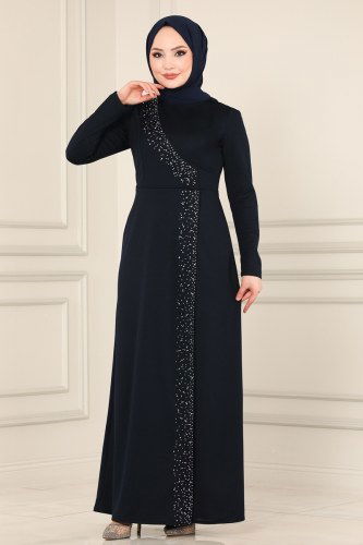 moda selvim الفستان كحلي ASM2459 - Thumbnail