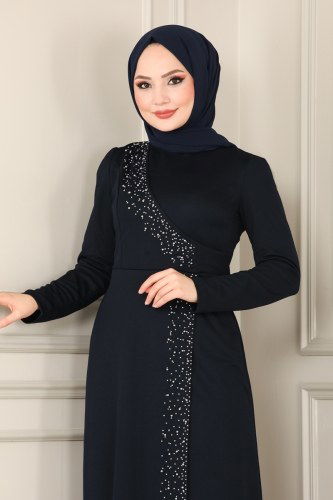 moda selvim الفستان كحلي ASM2459 - Thumbnail