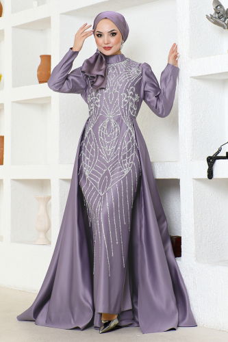 MRV Y.G.S. - Pelerin Detaylı Saten Abiye YGS6546-M Lila
