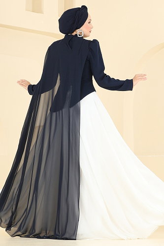 moda selvim Pelerin Detaylı Şık Abiye 257DMNK1166 Laci - Thumbnail