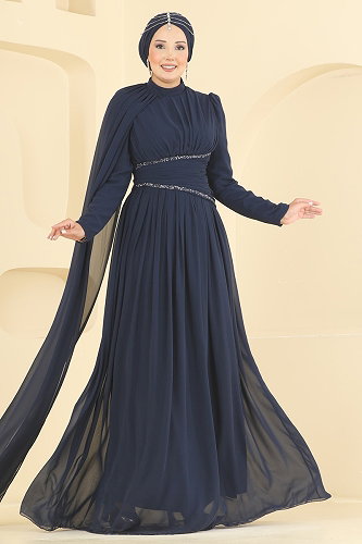moda selvim Pelerin Detaylı Şık Abiye 5766DMNK1166 Laci - Thumbnail