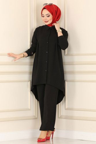 moda selvim Peplum Aerobin Takım 5583AYD574 Siyah - Thumbnail