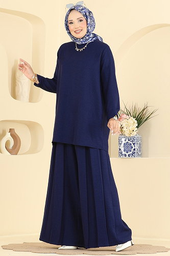 moda selvim Pile Detaylı 2 li Takım 24054UKBK1160 Açık Laci - Thumbnail
