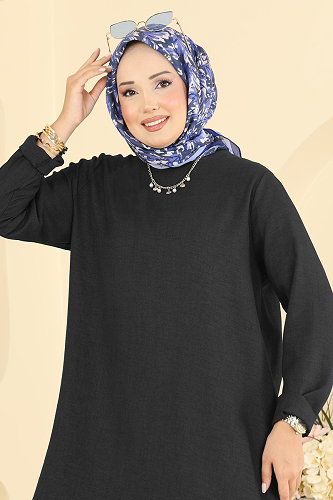 moda selvim Pile Detaylı 2 Li Takım 24054UKBK1160 Siyah - Thumbnail