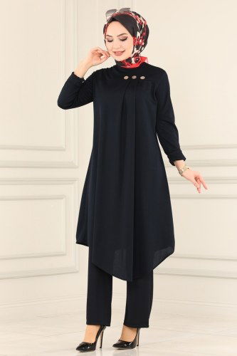 moda selvim Pile Detaylı Mira Takım 1511UKB139 Laci - Thumbnail