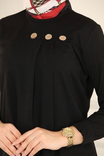 moda selvim Pile Detaylı Mira Takım 1511UKB139 Siyah - Thumbnail